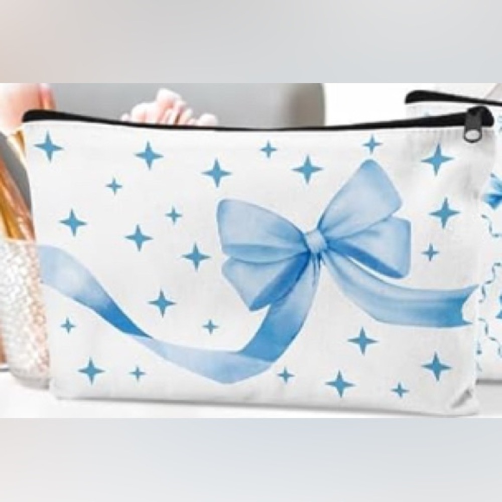 Blue Bow Makeup Bag